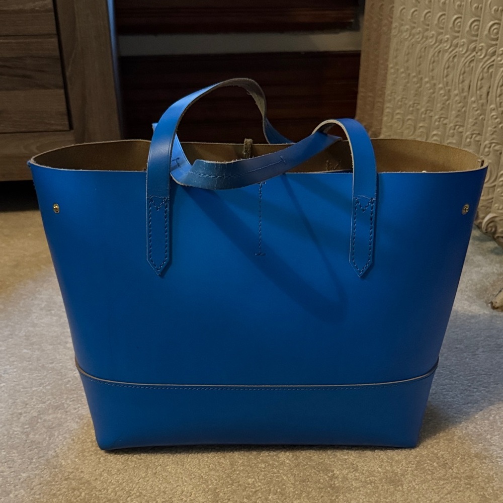 Blue Leather Tote Bag Jcrew